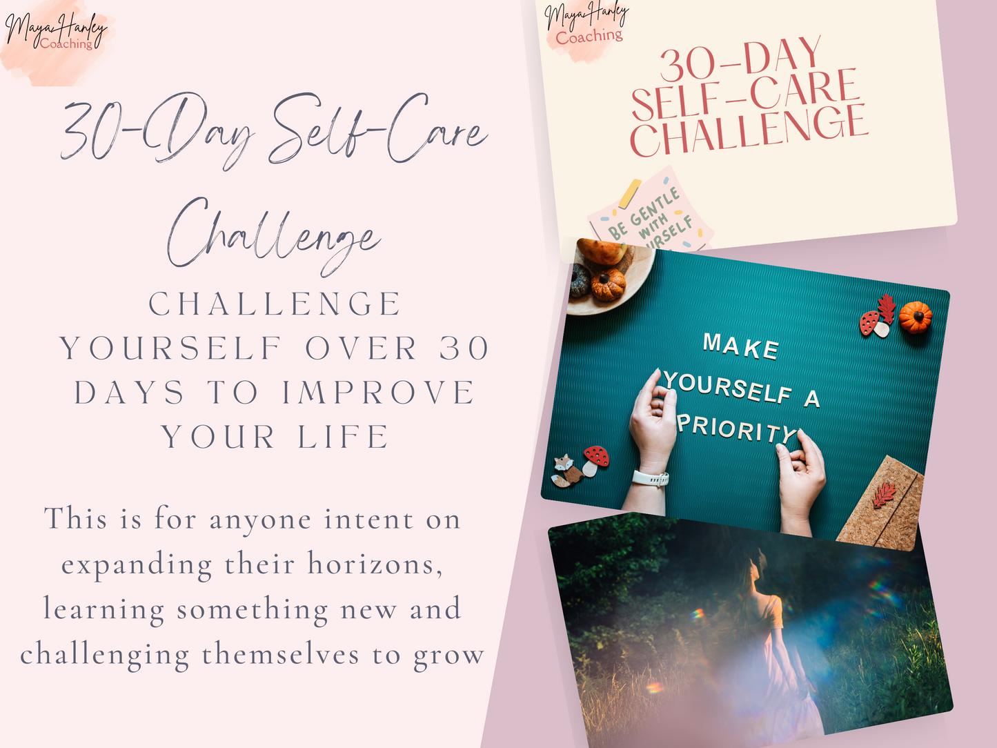 30-Day Self-Care Challenge downloadable planner by Maya Hanley Coaching