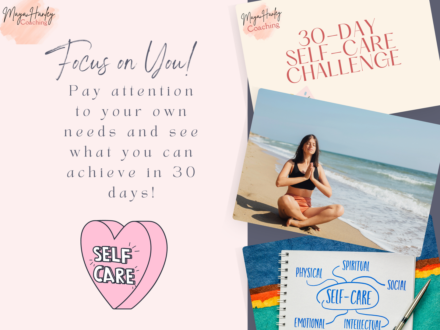 30-Day Self-Care Challenge downloadable planner by Maya Hanley Coaching