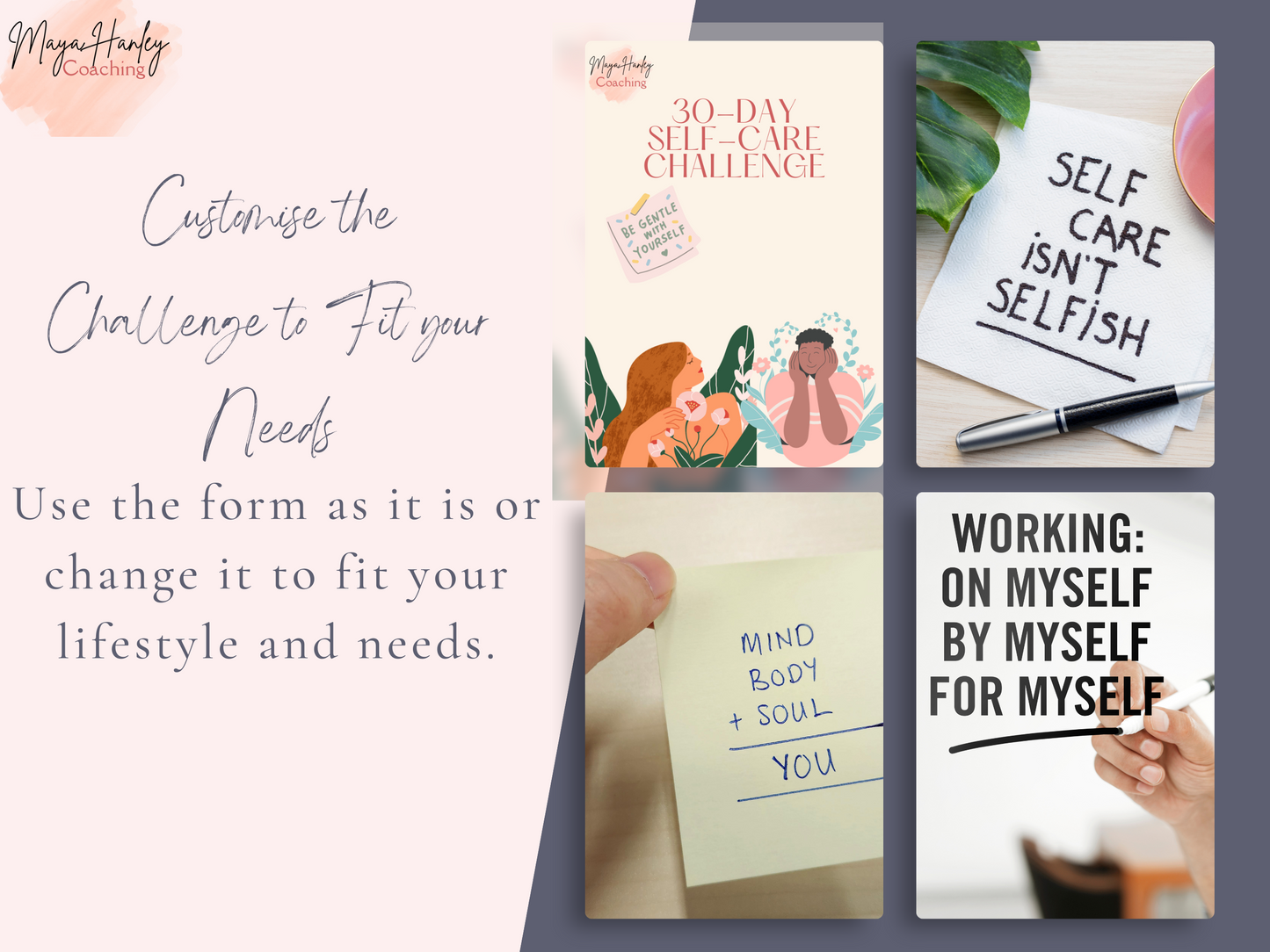 30-Day Self-Care Challenge downloadable planner by Maya Hanley Coaching